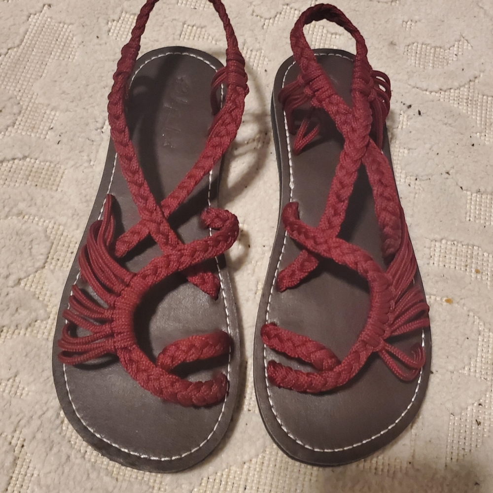 Everelax Women's Flat Sandals Cherry Red Size 7US NWOT